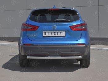 Защита заднего бампера (Ø63 мм, нержавейка) SLITKOFF Nissan Qashqai 2 J11 рестайлинг (2017-2022)