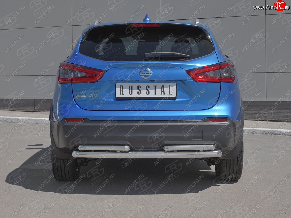 17 399 р. Защита заднего бампера (Ø63/42 мм, нержавейка) SLITKOFF  Nissan Qashqai  2 (2017-2022) J11 рестайлинг  с доставкой в г. Керчь