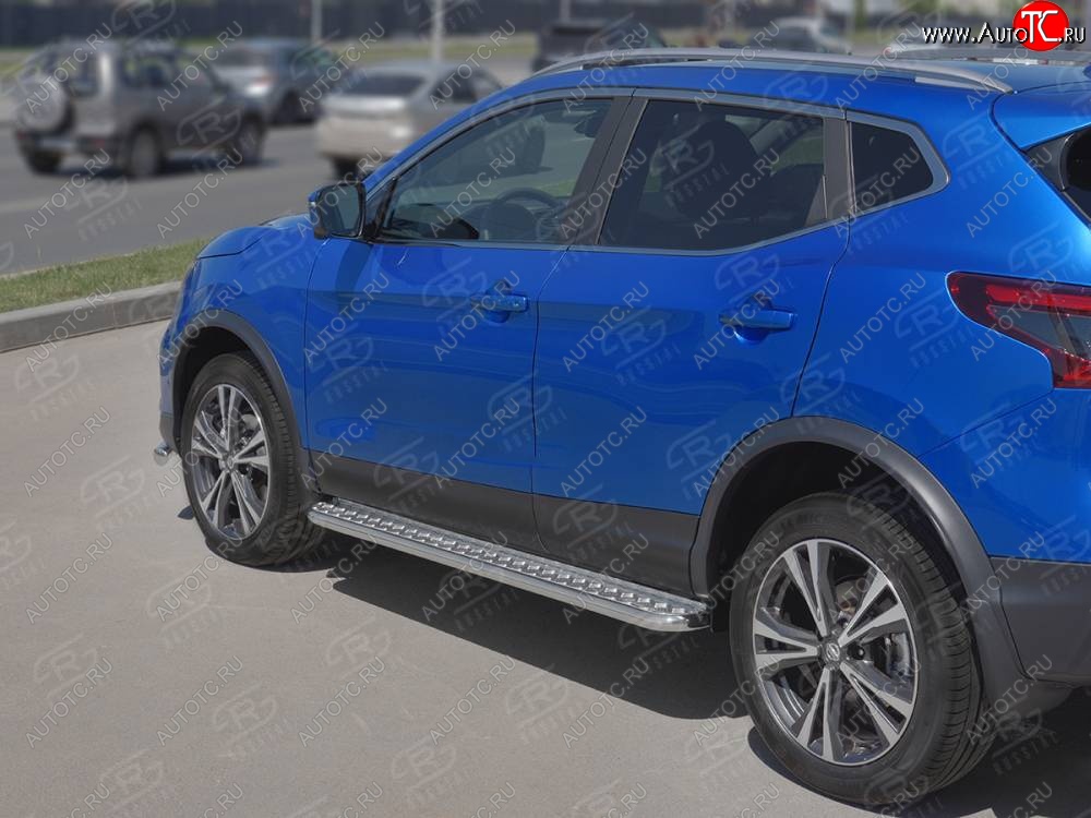 24 649 р. Порожки для ног SLITKOFF (Ø42 мм)  Nissan Qashqai  2 (2017-2022) J11 рестайлинг (Лист алюминиевый, труба - нержавейка)  с доставкой в г. Керчь