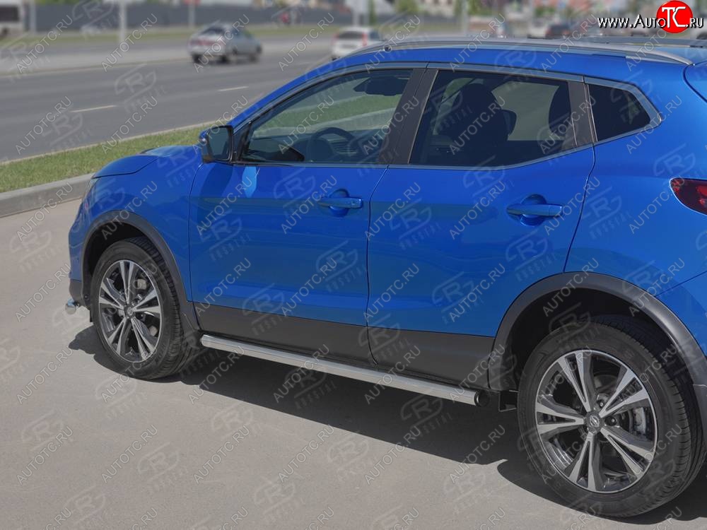 18 799 р. Защита порогов (Ø63 мм, нержавейка) SLITKOFF Nissan Qashqai 2 J11 рестайлинг (2017-2022) (С пластиковыми заглушками на торцах)  с доставкой в г. Керчь