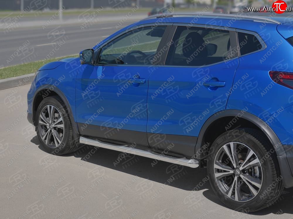 24 549 р. Защита порогов (Ø76 мм с проступью, нержавейка) SLITKOFF  Nissan Qashqai  2 (2017-2022) J11 рестайлинг (Металлические торцы под 45°)  с доставкой в г. Керчь