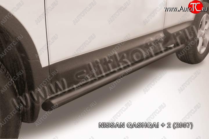 9 899 р. Защита порогов Slitkoff  Nissan Qashqai +2  1 (2008-2010) J10 дорестайлинг (Цвет: серебристый)  с доставкой в г. Керчь