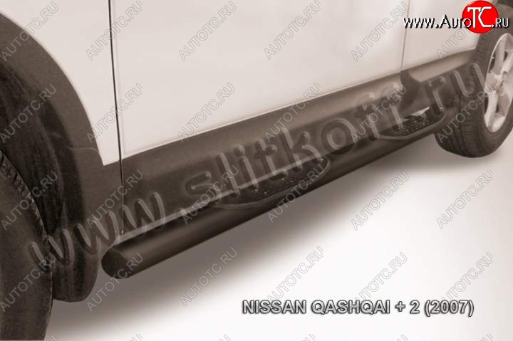 12 399 р. Защита порогов Slitkoff  Nissan Qashqai +2  1 (2008-2010) J10 дорестайлинг (Цвет: серебристый)  с доставкой в г. Керчь