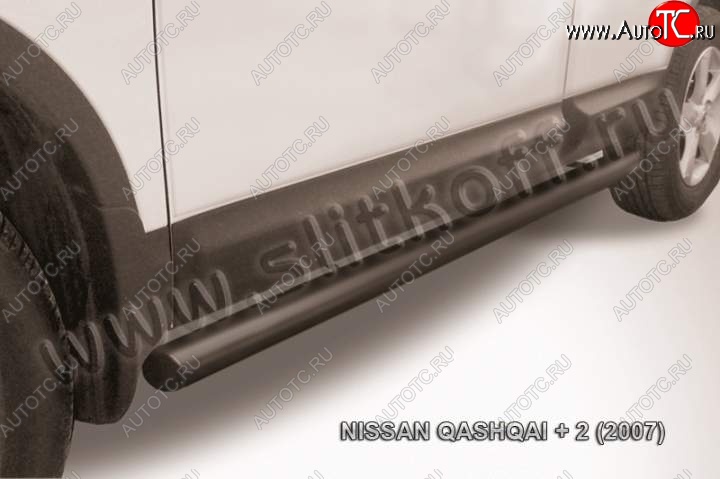 10 599 р. Защита порогов Slitkoff  Nissan Qashqai +2  1 (2008-2010) J10 дорестайлинг (Цвет: серебристый)  с доставкой в г. Керчь