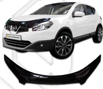 2 399 р. Дефлектор капота CA-Plastic exclusive Nissan Qashqai 1 J10 рестайлинг (2010-2013) (серия Classic черный, Без надписи)  с доставкой в г. Керчь. Увеличить фотографию 2