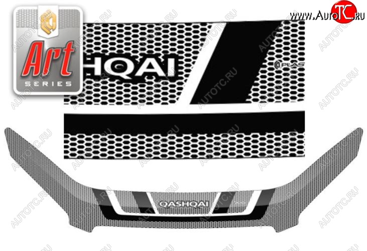 2 599 р. Дефлектор капота CA-Plastiс exclusive  Nissan Qashqai  1 (2010-2013) J10 рестайлинг (Серия Art графит)  с доставкой в г. Керчь