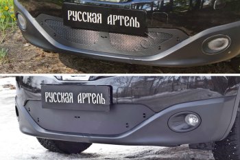 Защитная сетка и зимняя заглушка решетки переднего бампера RA Nissan Qashqai  1 (2010-2013) J10 рестайлинг