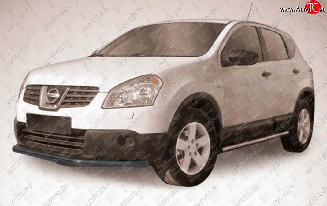 8 999 р. Защита переднего бампера Slitkoff (Ø 57 мм, длинная). Nissan Qashqai 1 J10 рестайлинг (2010-2013) (Сталь с полимерным покрытием. Цвет: черный)  с доставкой в г. Керчь