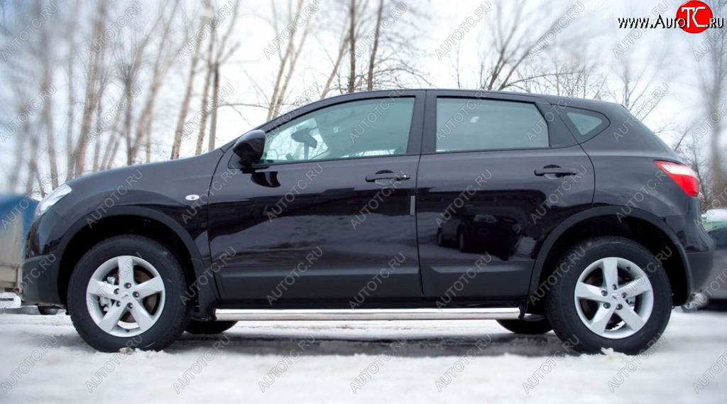 18 799 р. Защита порогов из круглой трубы диаметром 63 мм SLITKOFF v2  Nissan Qashqai  1 (2010-2013) J10 рестайлинг  с доставкой в г. Керчь