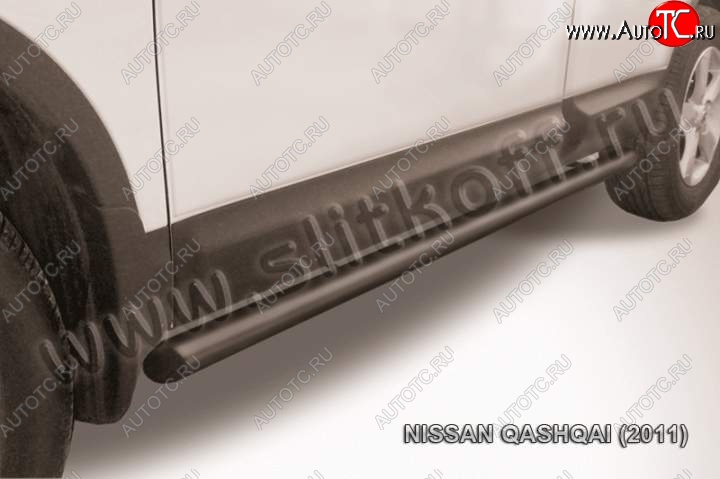 10 849 р. Защита порогов Slitkoff Nissan Qashqai 1 J10 рестайлинг (2010-2013) (Цвет: серебристый)  с доставкой в г. Керчь