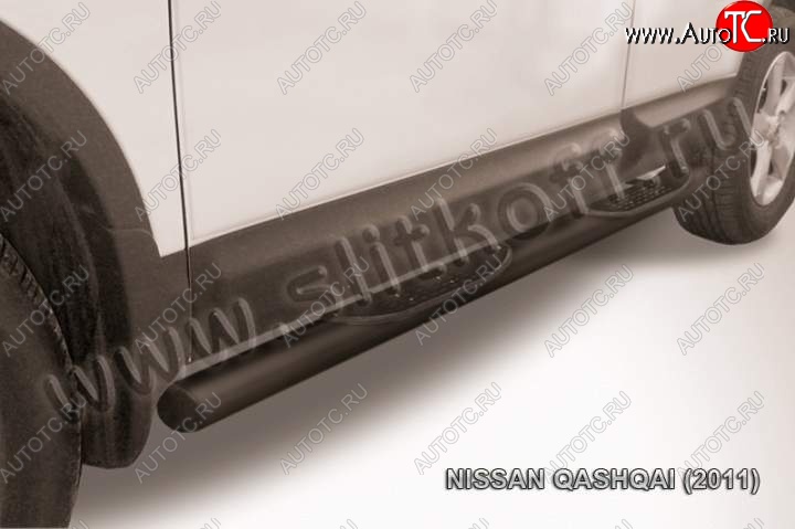 13 599 р. Защита порогов Slitkoff Nissan Qashqai 1 J10 рестайлинг (2010-2013) (Цвет: серебристый)  с доставкой в г. Керчь