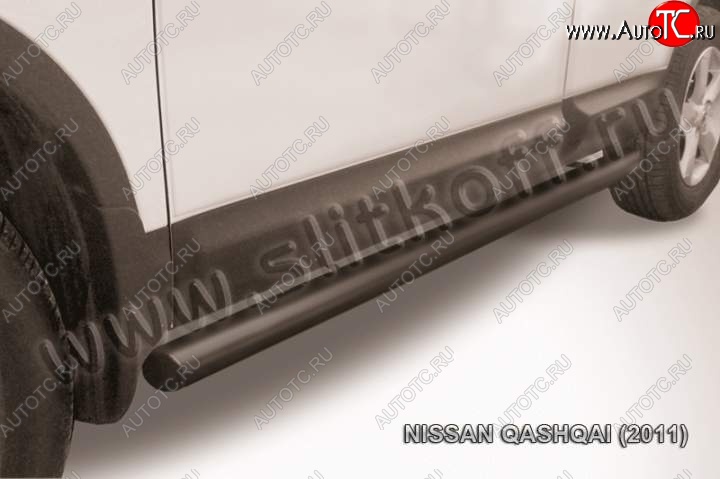 11 649 р. Защита порогов Slitkoff Nissan Qashqai 1 J10 рестайлинг (2010-2013) (Цвет: серебристый)  с доставкой в г. Керчь