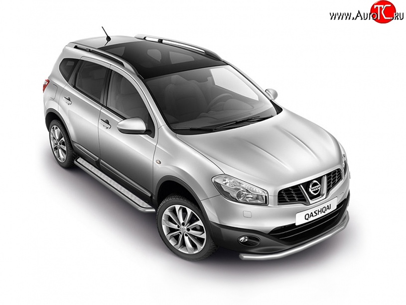 7 199 р. Широкая защита порогов Petroil Tuning Nissan Qashqai 1 J10 рестайлинг (2010-2013) (Нержавеющая полированная сталь)  с доставкой в г. Керчь