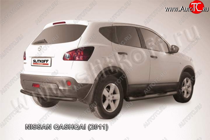 7 599 р. Защита задняя Slitkoff  Nissan Qashqai  1 (2010-2013) J10 рестайлинг (Цвет: серебристый)  с доставкой в г. Керчь