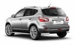 Защита заднего бампера из двух боковых уголков диаметром 63 мм Petroil Tuning Nissan Qashqai  1 (2010-2013) J10 рестайлинг (Нержавеющая полированная сталь)