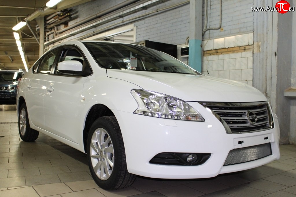 1 539 р. Сетка на бампер Russtal (хром) Nissan Sentra 7 B17 (2014-2017)  с доставкой в г. Керчь