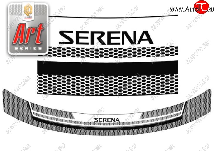 2 199 р. Дефлектор капота CA-Plastiс  Nissan Serena  3 (2005-2010) (Серия Art белая)  с доставкой в г. Керчь