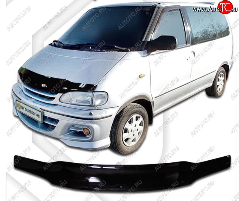 1 999 р. Дефлектор капота CA-Plastic Nissan Serena 1 (1991-2001) (Classic черный, Без надписи)  с доставкой в г. Керчь