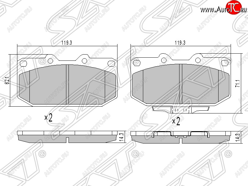 1 179 р. Колодки тормозные SAT (передние)  Subaru Impreza ( GD,  GG) (2000-2007) седан дорестайлинг, седан 1-ый рестайлинг, хэтчбэк 1-ый рестайлинг, седан 2-ой рестайлинг, хэтчбэк 2-ой рестайлинг  с доставкой в г. Керчь