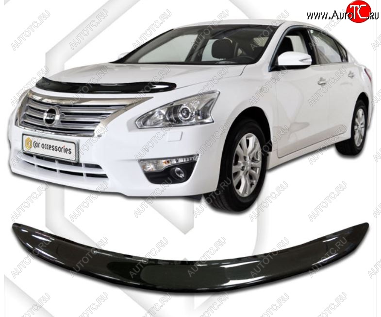 1 899 р. Дефлектор капота CA-Plastic Nissan Teana 3 L33 дорестайлинг (2014-2020) (Classic черный, Без надписи)  с доставкой в г. Керчь