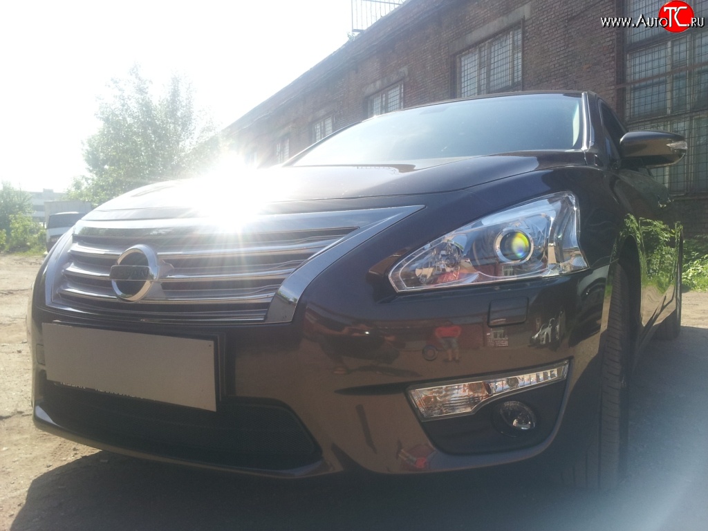 1 469 р. Сетка на бампер Russtal (черная) Nissan Teana 3 L33 дорестайлинг (2014-2020)  с доставкой в г. Керчь