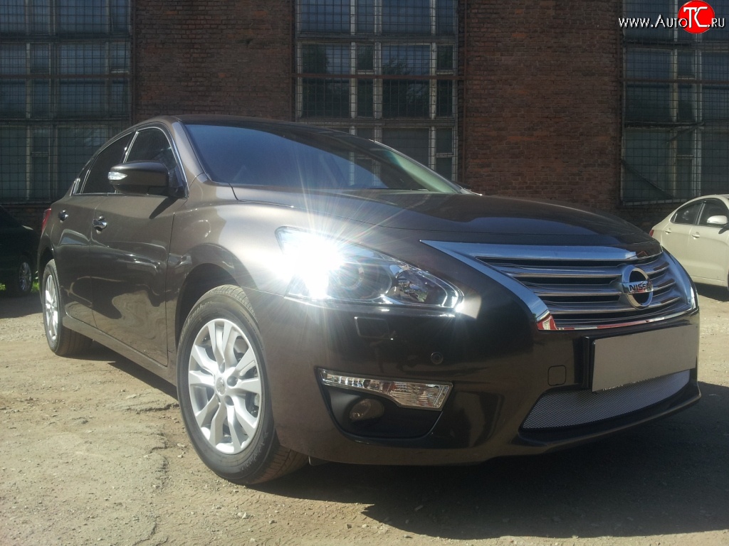1 539 р. Сетка на бампер Russtal (хром) Nissan Teana 3 L33 дорестайлинг (2014-2020)  с доставкой в г. Керчь