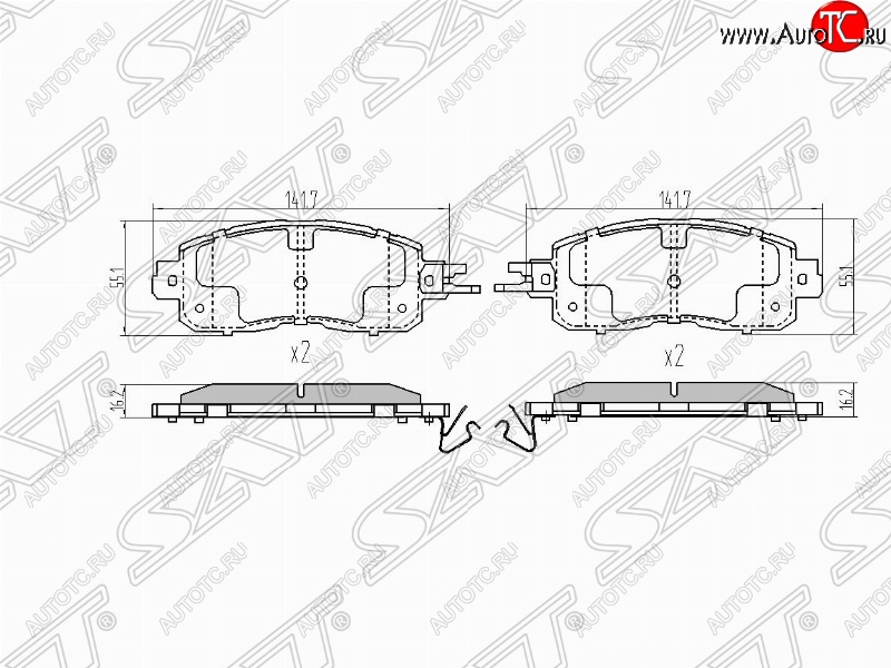 1 099 р. Колодки тормозные (передние) SAT  Nissan Teana  3 L33 (2014-2020) дорестайлинг  с доставкой в г. Керчь
