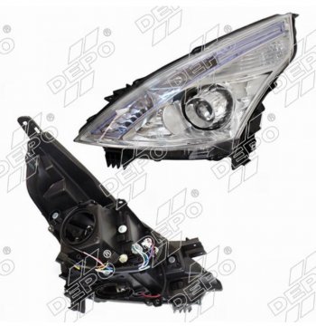 Левая фара (линза, ксенон, с электрокорректором, Евросвет) DEPO Nissan Teana  2 J32 (2011-2014) рестайлинг
