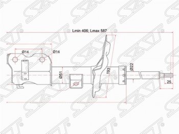 Правый амортизатор передний SAT Nissan Teana  1 J31 (2003-2005) дорестайлинг