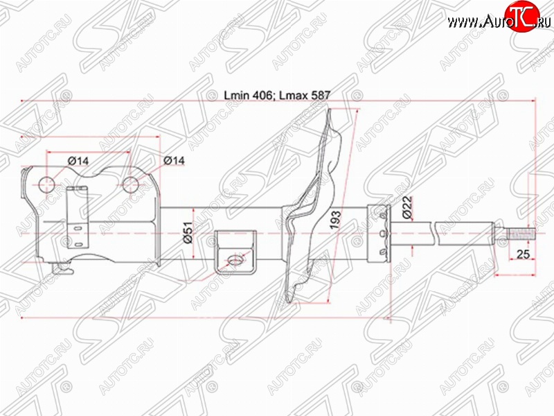 4 199 р. Правый амортизатор передний SAT  Nissan Teana  1 J31 (2003-2005) дорестайлинг  с доставкой в г. Керчь