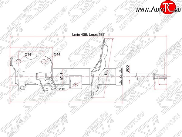4 199 р. Левый амортизатор передний SAT  Nissan Teana  1 J31 (2003-2005) дорестайлинг  с доставкой в г. Керчь