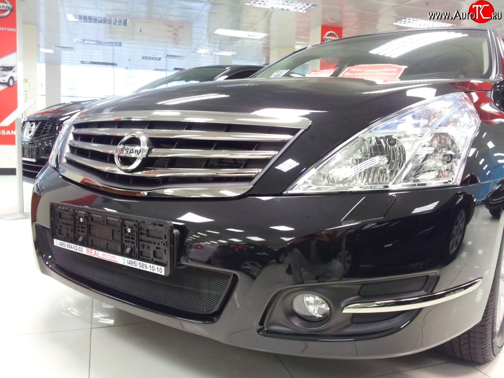 1 469 р. Сетка на бампер Russtal (черная) Nissan Teana 2 J32 дорестайлинг (2008-2011)  с доставкой в г. Керчь