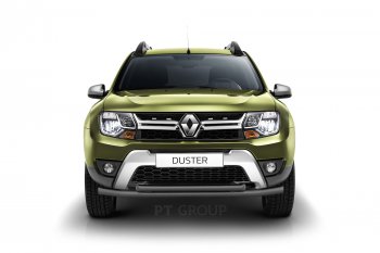 5 259 р. Защита переднего бампера (двойная Ø63 и 51 мм) Petroil Tuning Renault Duster HS рестайлинг (2015-2021) (черный (Шагрень))  с доставкой в г. Керчь. Увеличить фотографию 3