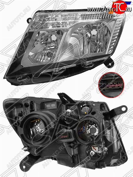 7 199 р. Левая передняя фара SAT (светлый хром) Nissan Terrano D10 рестайлинг (2016-2022)  с доставкой в г. Керчь