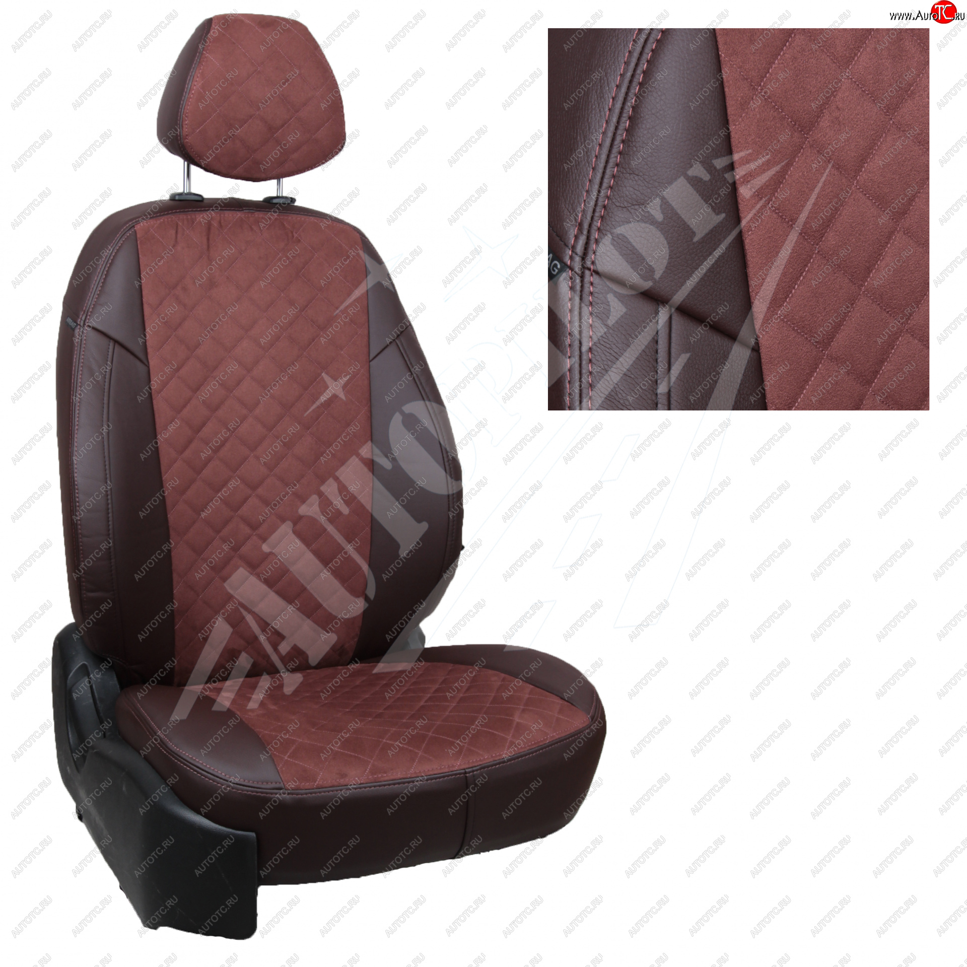 14 449 р. Чехлы сидений AUTOPILOT Алькантара Ромб (РС 40/60)  Nissan Terrano  D10 (2016-2022), Renault Duster  HS (2015-2021) (Шоколад + Шоколад)  с доставкой в г. Керчь