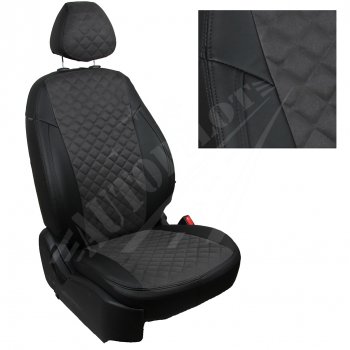 Чехлы сидений AUTOPILOT Алькантара Ромб (РС 40/60) Nissan Terrano  D10 (2016-2022), Renault Duster  HS (2015-2021) (Черный + Темно серый)