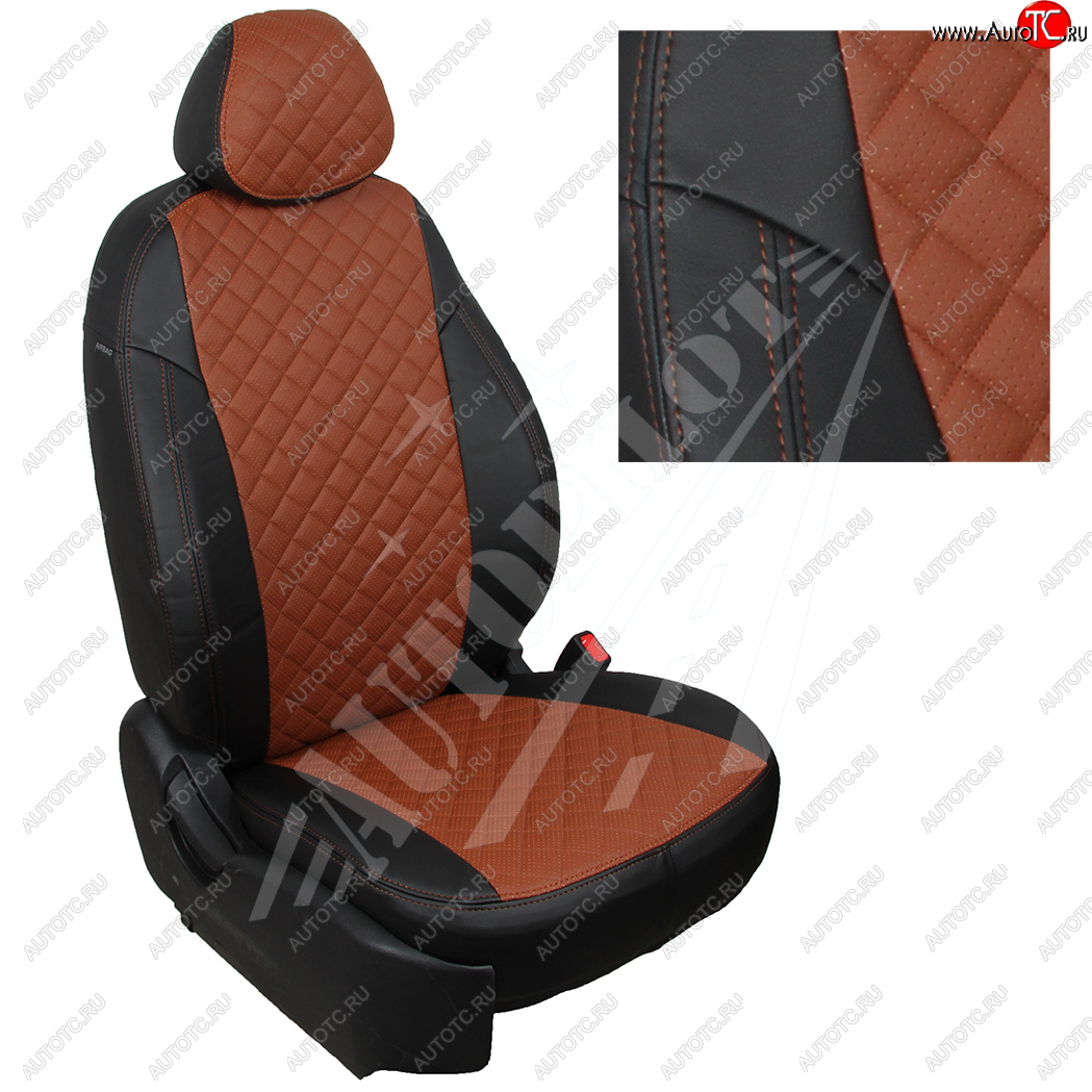 8 749 р. Чехлы сидений AUTOPILOT Экокожа Ромб (РС 40/60)  Nissan Terrano  D10 (2016-2022), Renault Duster  HS (2015-2021) (Черный + Коричневый)  с доставкой в г. Керчь