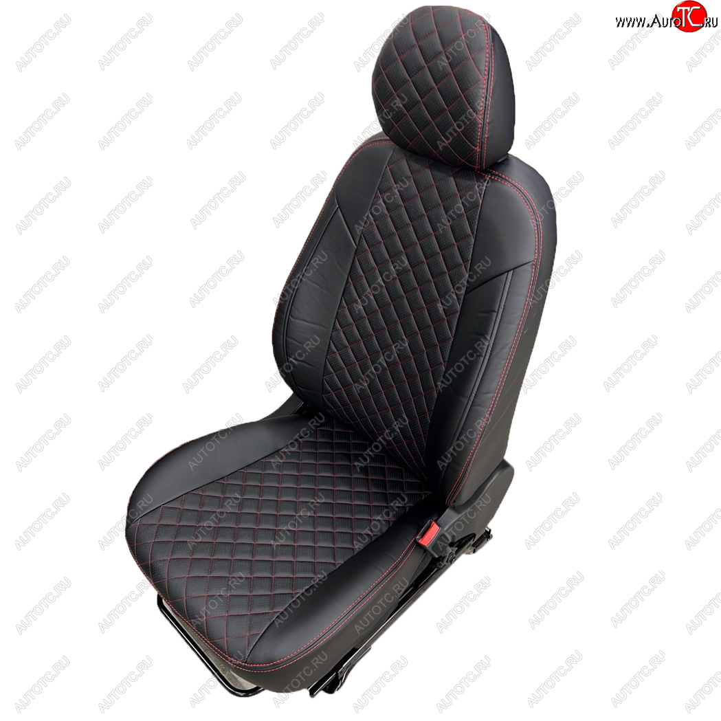 8 749 р. Чехлы сидений AUTOPILOT Экокожа Ромб (РС 40/60)  Nissan Terrano  D10 (2016-2022), Renault Duster  HS (2015-2021) (Черный + Черный + Красный)  с доставкой в г. Керчь