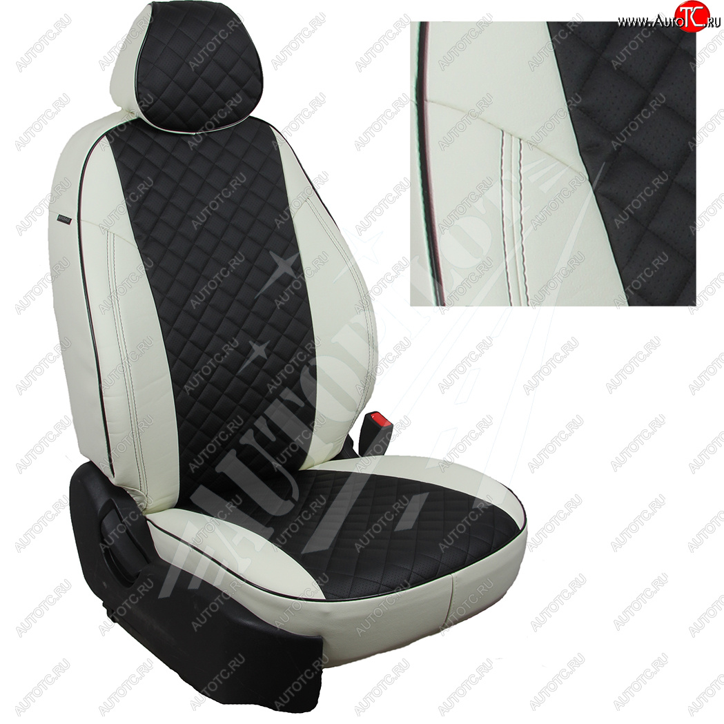 14 449 р. Чехлы сидений AUTOPILOT Экокожа Ромб (РС 40/60)  Nissan Terrano  D10 (2016-2022), Renault Duster  HS (2015-2021) (Белый + Черный)  с доставкой в г. Керчь
