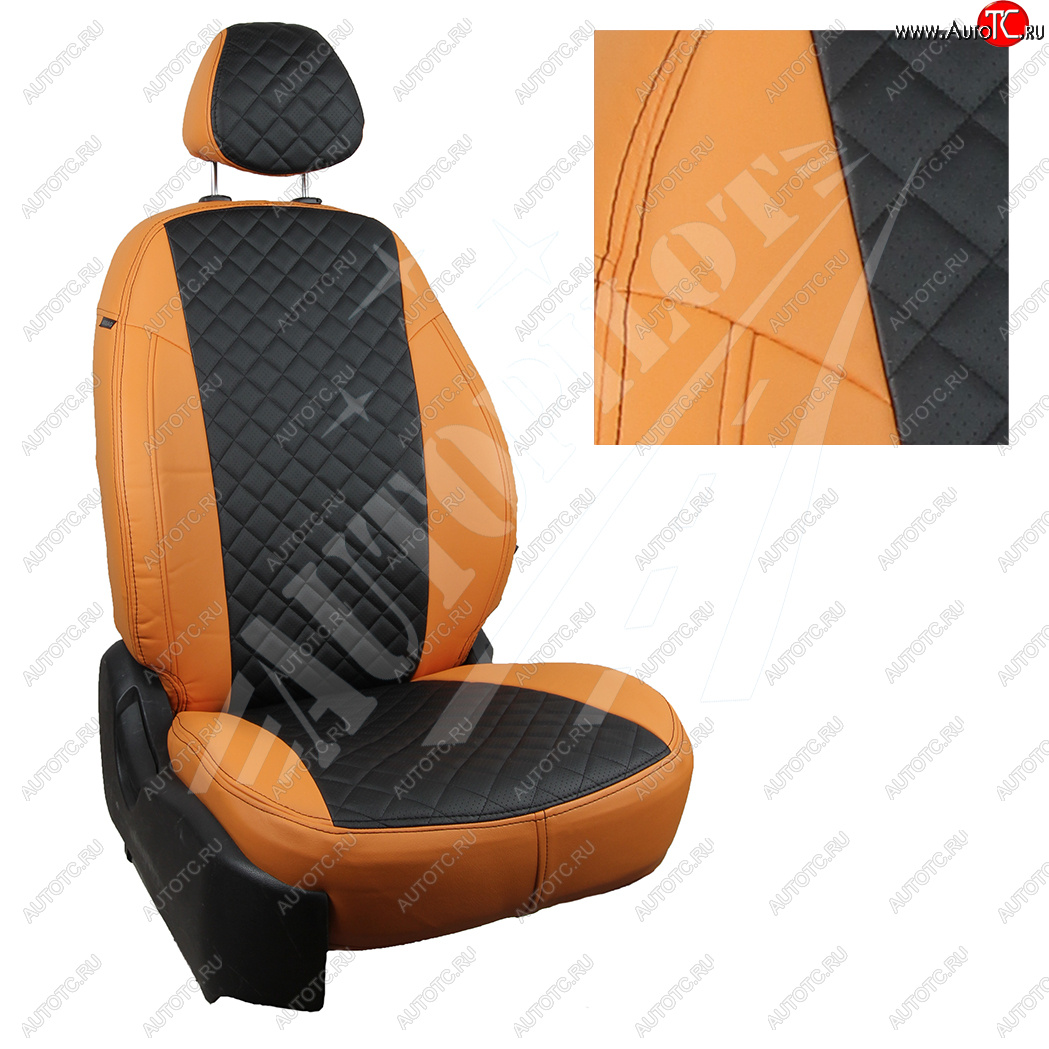 14 449 р. Чехлы сидений AUTOPILOT Экокожа Ромб (РС 40/60)  Nissan Terrano  D10 (2016-2022), Renault Duster  HS (2015-2021) (Оранжевый + Черный)  с доставкой в г. Керчь