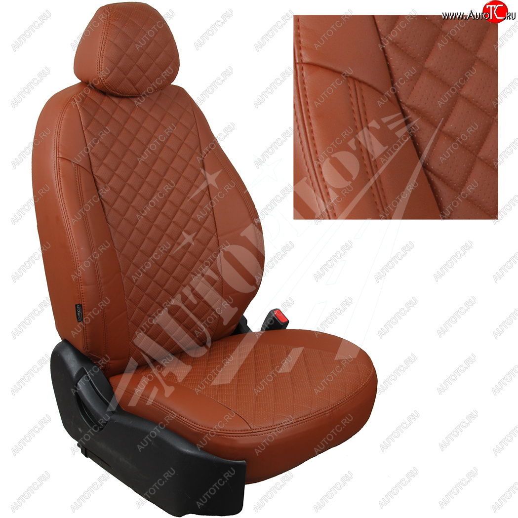 14 449 р. Чехлы сидений AUTOPILOT Экокожа Ромб (РС 40/60)  Nissan Terrano  D10 (2016-2022), Renault Duster  HS (2015-2021) (Коричневый + Коричневый)  с доставкой в г. Керчь