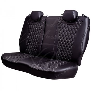 19 649 р. Чехлы для сидений Lord Autofashion Байрон (экокожа, 60/40, 2 П- и 1 Г-образных подголовника)  Nissan Terrano  D10 (2016-2022), Renault Duster  HS (2015-2021) (Черный, вставка черная, строчка серая)  с доставкой в г. Керчь. Увеличить фотографию 2