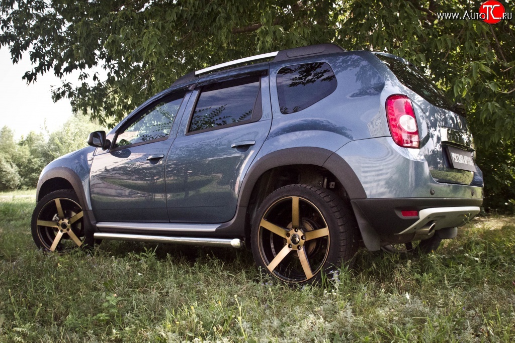 5 749 р. Накладки колесных арок RA (короткие, комплект)  Renault Duster  HS (2010-2015) дорестайлинг (Поверхность шагрень)  с доставкой в г. Керчь