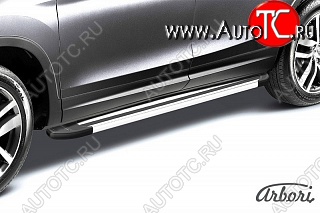 11 789 р. Порожки для ног Arbori Luxe Silver Nissan Terrano D10 дорестайлинг (2013-2016)  с доставкой в г. Керчь