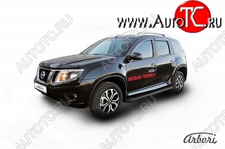 11 609 р. Порожки для ног Arbori Optima Black Nissan Terrano D10 дорестайлинг (2013-2016)  с доставкой в г. Керчь