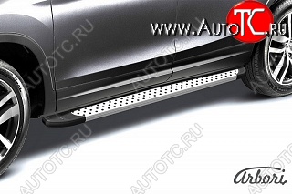24 999 р. Порожки для ног Arbori Standart Silver  Nissan Terrano  D10 (2013-2022) дорестайлинг, рестайлинг  с доставкой в г. Керчь
