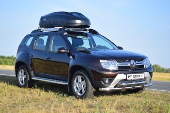 28 349 р. Порожки для ног из трубы Ø51 с алюминиевой площадкой Petroil Tuning Эстонец Nissan Terrano D10 дорестайлинг (2013-2016) (Нержавеющая полированная сталь)  с доставкой в г. Керчь. Увеличить фотографию 3