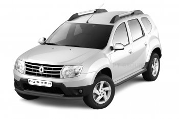 Порожки для ног из трубы Ø51 с алюминиевой площадкой Petroil Tuning Эстонец Renault Duster HS дорестайлинг (2010-2015) (Черный (Шагрень))
