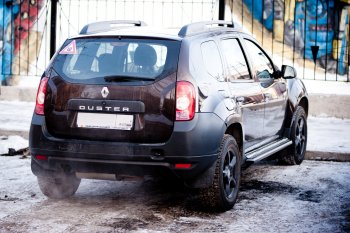 15 899 р. Порожки для ног из трубы Ø51 с алюминиевой площадкой Petroil Tuning Эстонец Nissan Terrano D10 дорестайлинг (2013-2016) (Черный (Шагрень))  с доставкой в г. Керчь. Увеличить фотографию 5