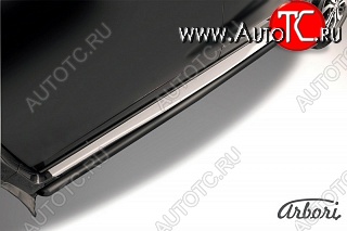 7 145 р. Защита штатных порогов Arbori (черная, d42 mm). Nissan Terrano D10 дорестайлинг (2013-2016)  с доставкой в г. Керчь